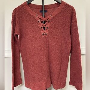 American Eagle Outfitters Red V-Neck Pullover Sweater Women's XS